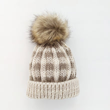 Load image into Gallery viewer, Pebble Brown Buffalo Check Pom Pom Hat