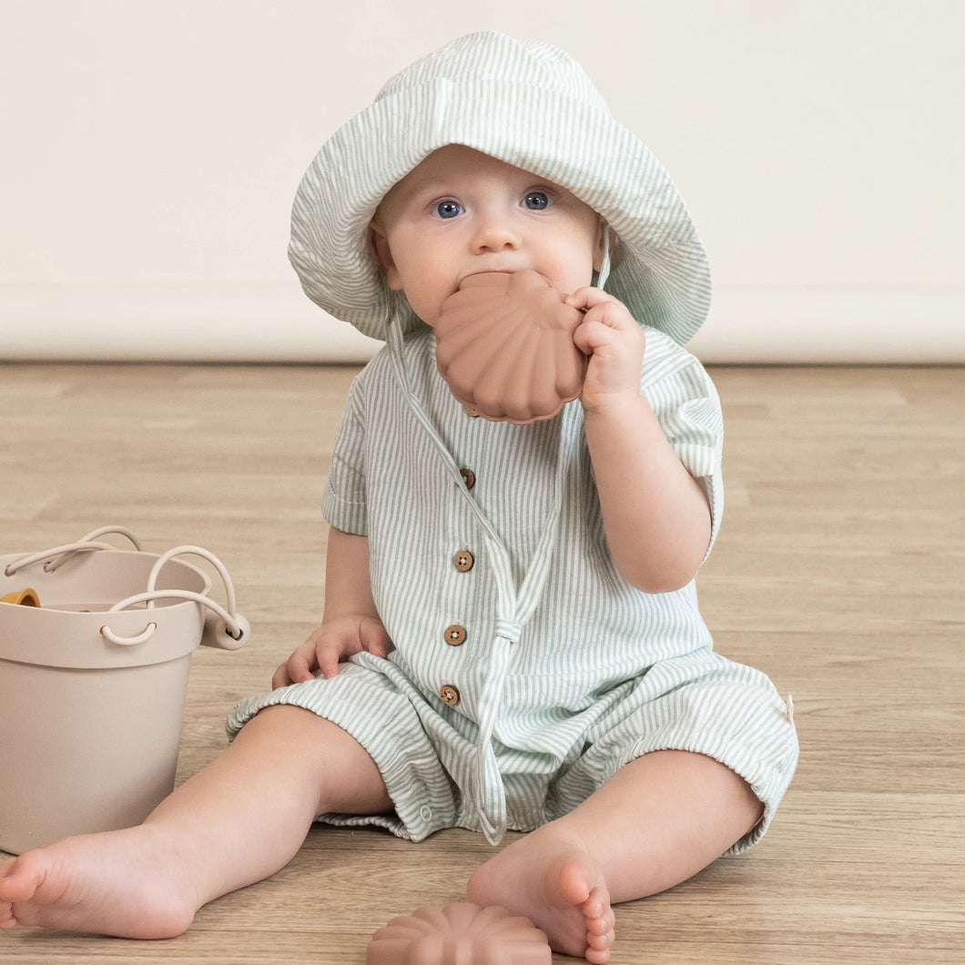Green Striped Bubble Romper
