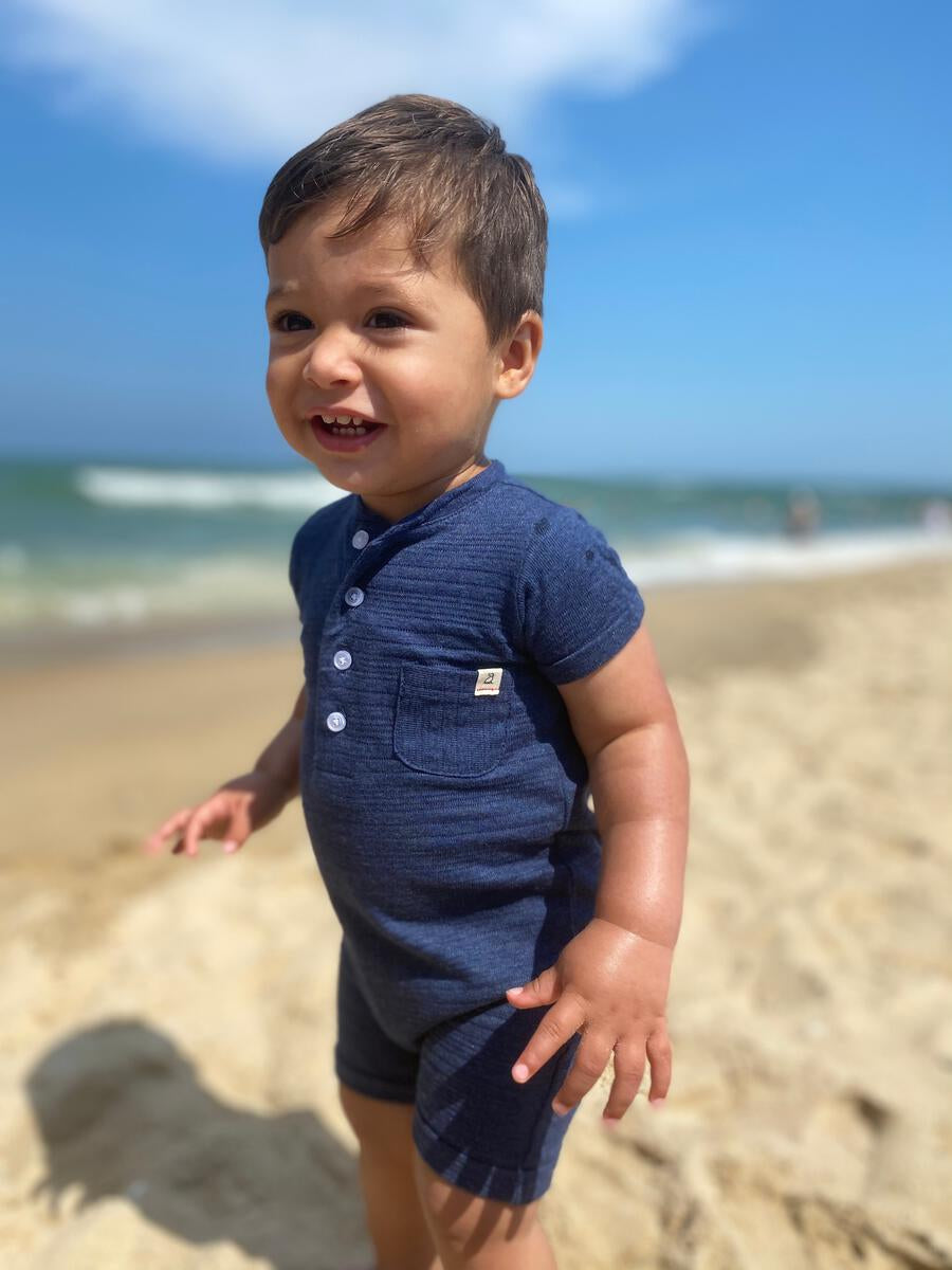 Navy Henley Romper