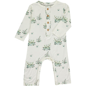 Winter Wagon Henley Romper