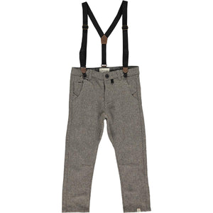 Brown Herringbone Suspender Pants