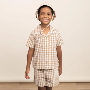 Brown Checkered Outfit Set