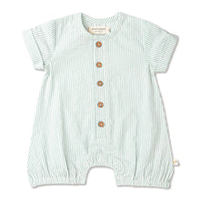 Load image into Gallery viewer, Green Striped Bubble Romper
