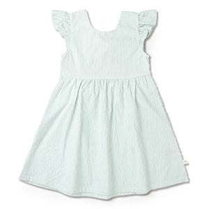Green Stripes Flutter Dress
