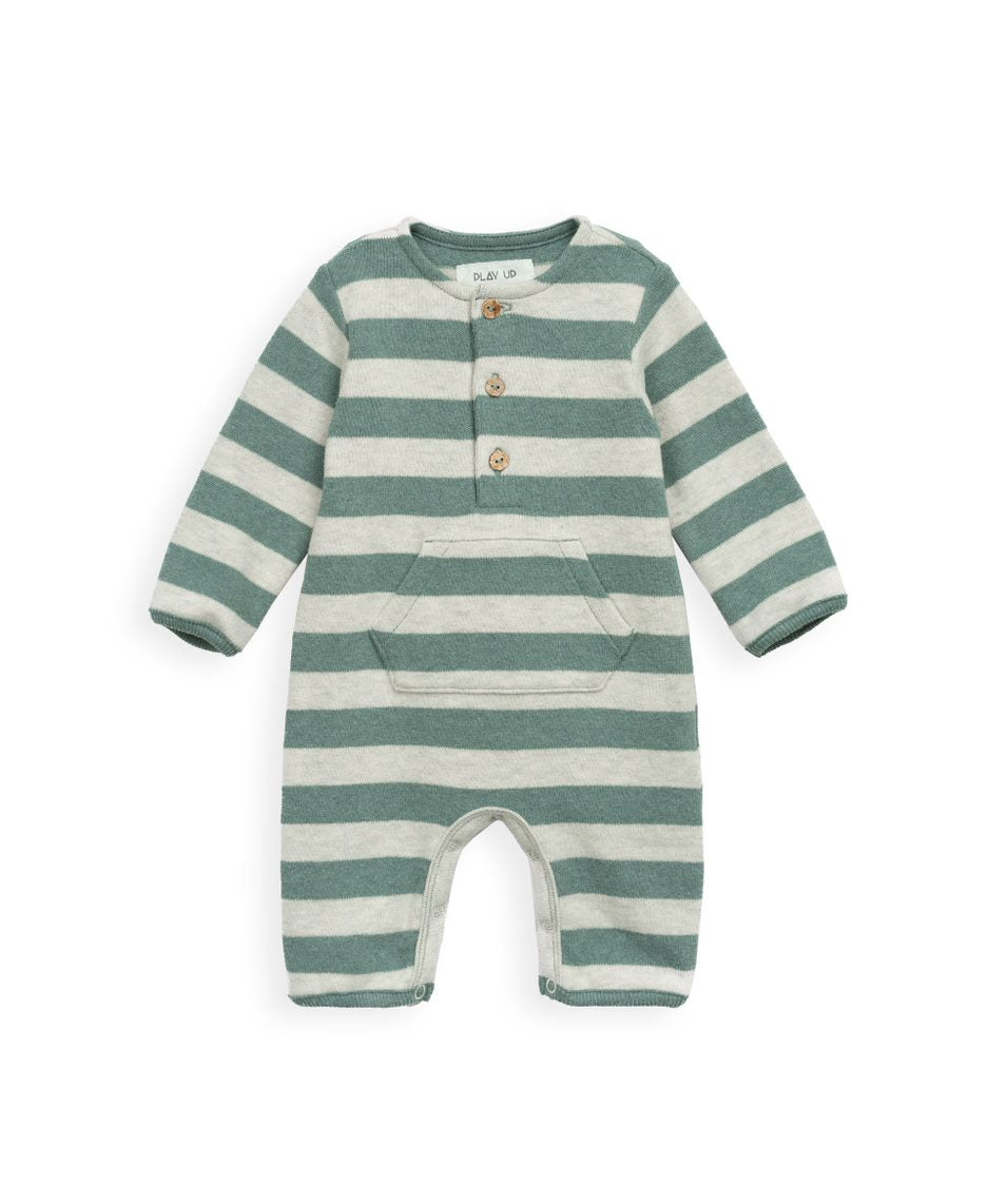 Sage Green Stripe Long Sleeve Jumpsuit
