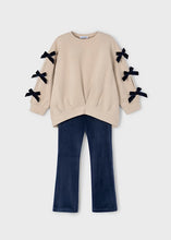 Load image into Gallery viewer, Navy Bow Sweatshirt Set
