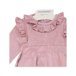 Pointelle Vintage Rose Baby Sweater Dress
