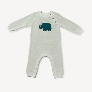 Elephant Jacquard Knit Baby Jumpsuit