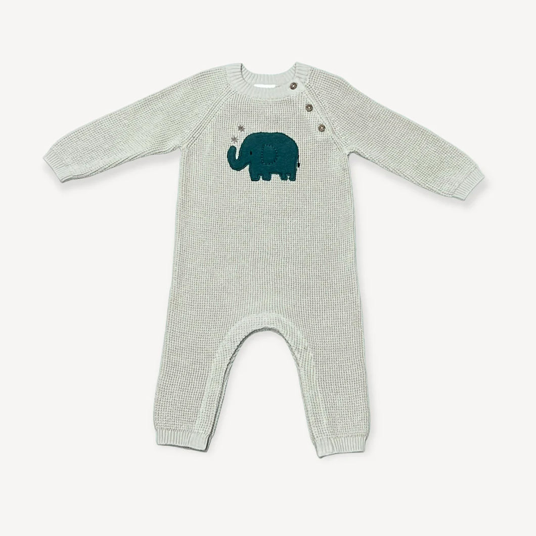 Elephant Jacquard Knit Baby Jumpsuit