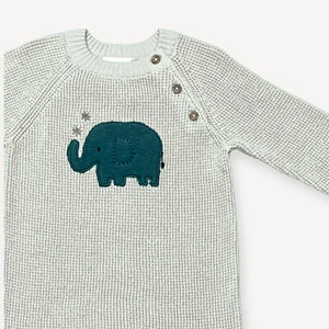 Elephant Jacquard Knit Baby Jumpsuit