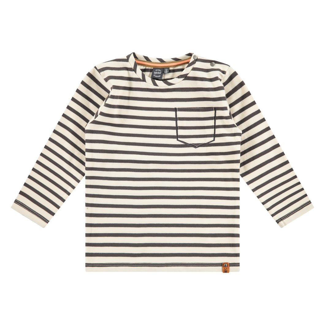 Grey Stripe Long Sleeve w/ Pocket