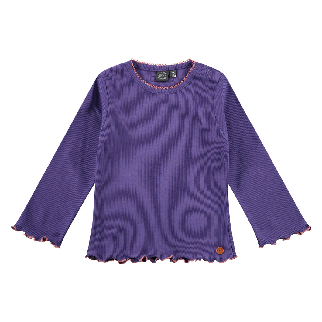 Girls Purple Ribbed Long Sleeve