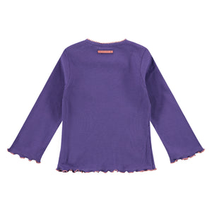 Girls Purple Ribbed Long Sleeve