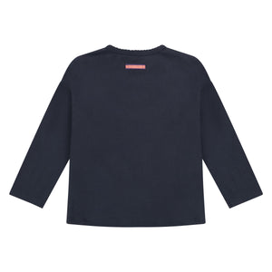Navy Peacock Long Sleeve Top