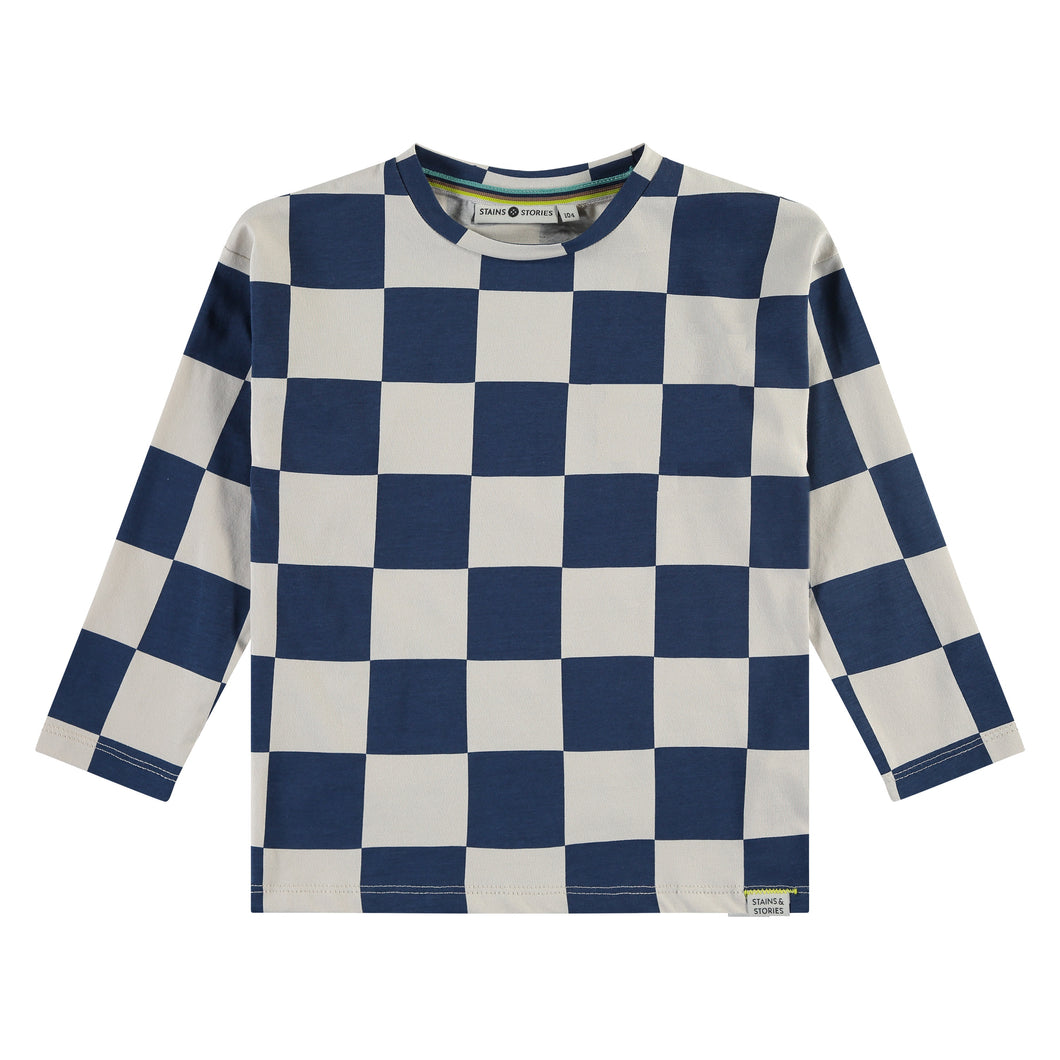 Navy Big Check Tee