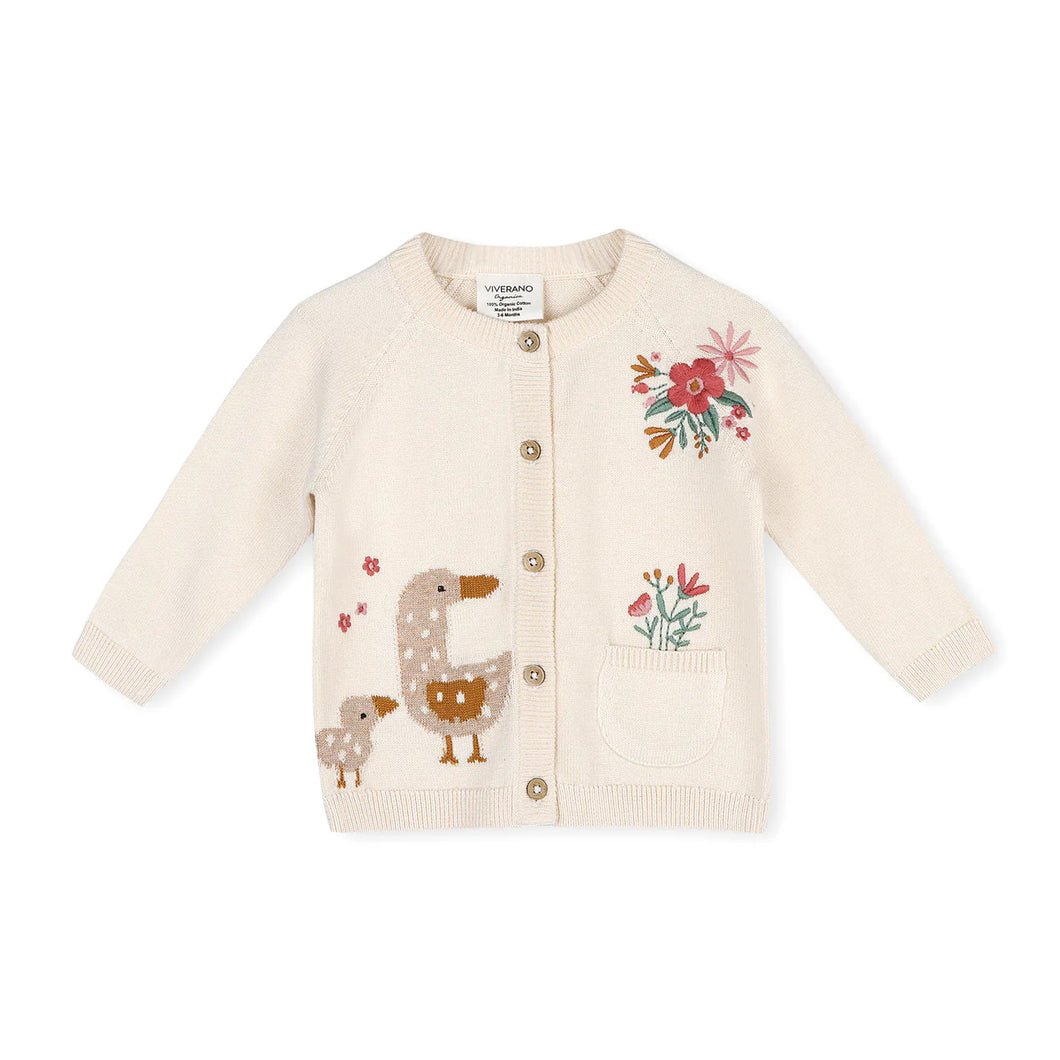 Duck Mommy Embroidered Cardigan