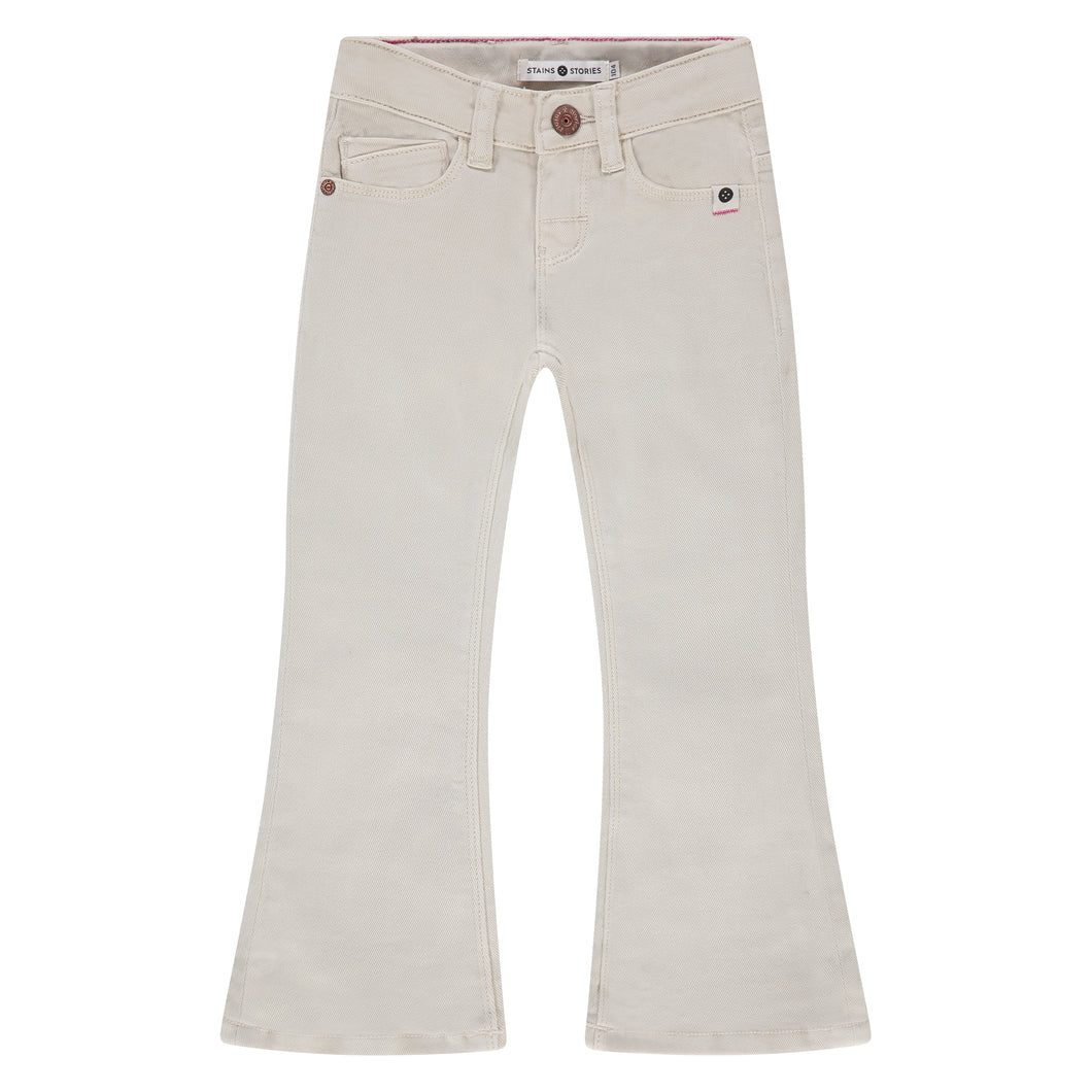 Flared Ivory Denim Pants