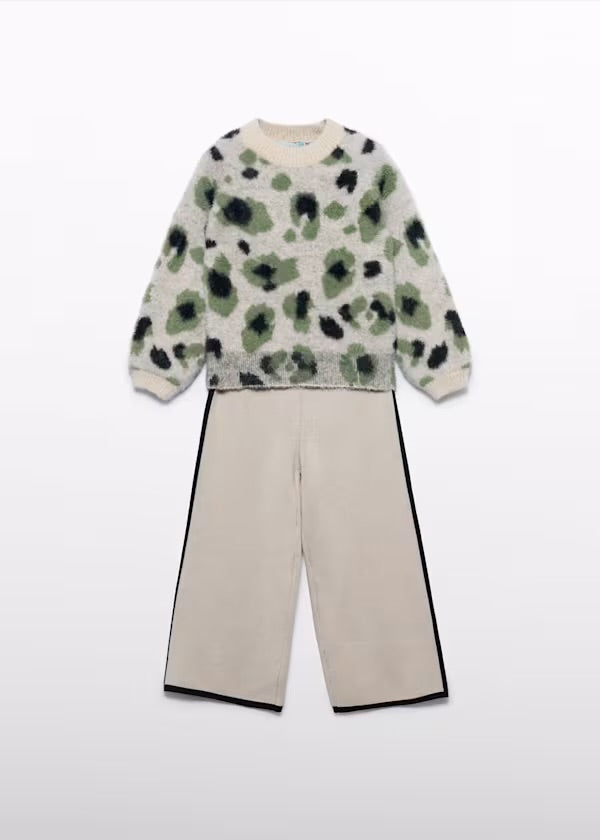 Girl Faux Fur Leopard Pants Set