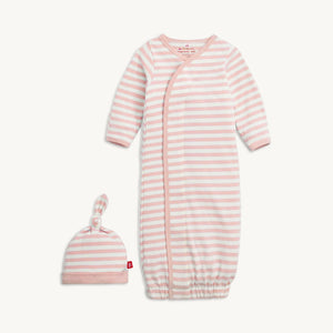 Thick Pink Stripe Gown+Hat