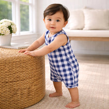 Load image into Gallery viewer, Blue Gingham Romper
