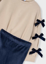 Load image into Gallery viewer, Navy Bow Sweatshirt Set
