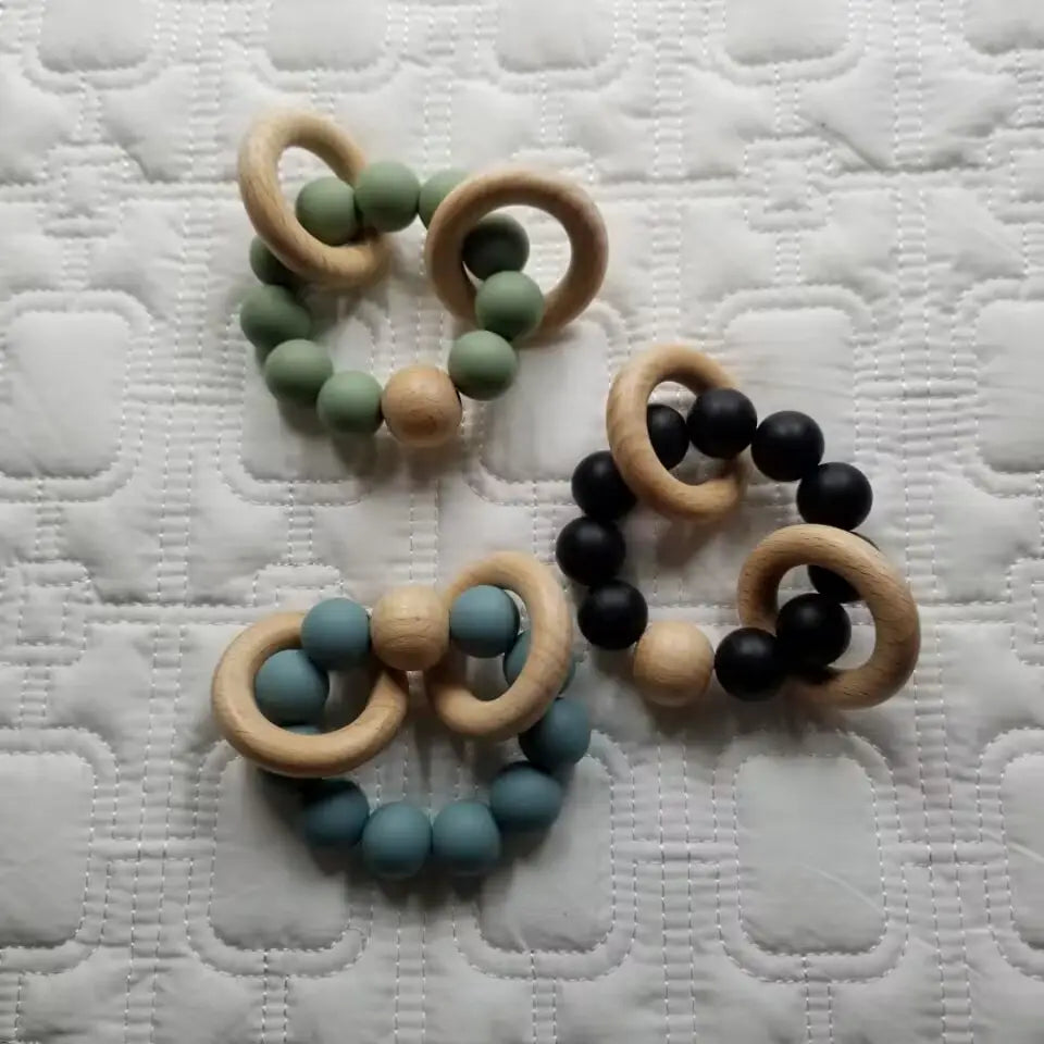 Silicone Beech Wood Bracelet Rattle Teether