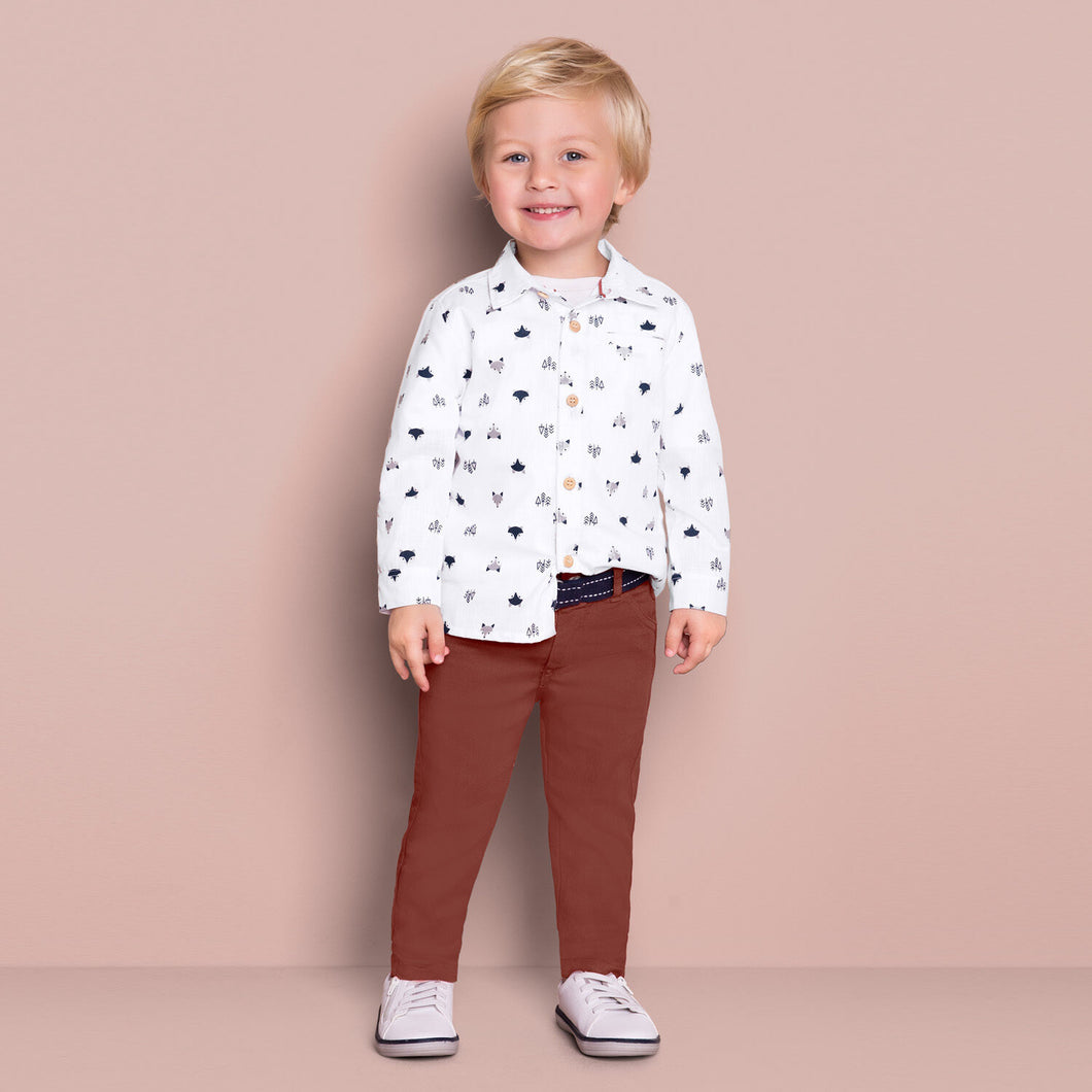 White Fox Shirt & Pant Set