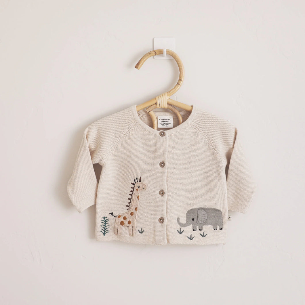 Animal Safari Embroidered Cardigan