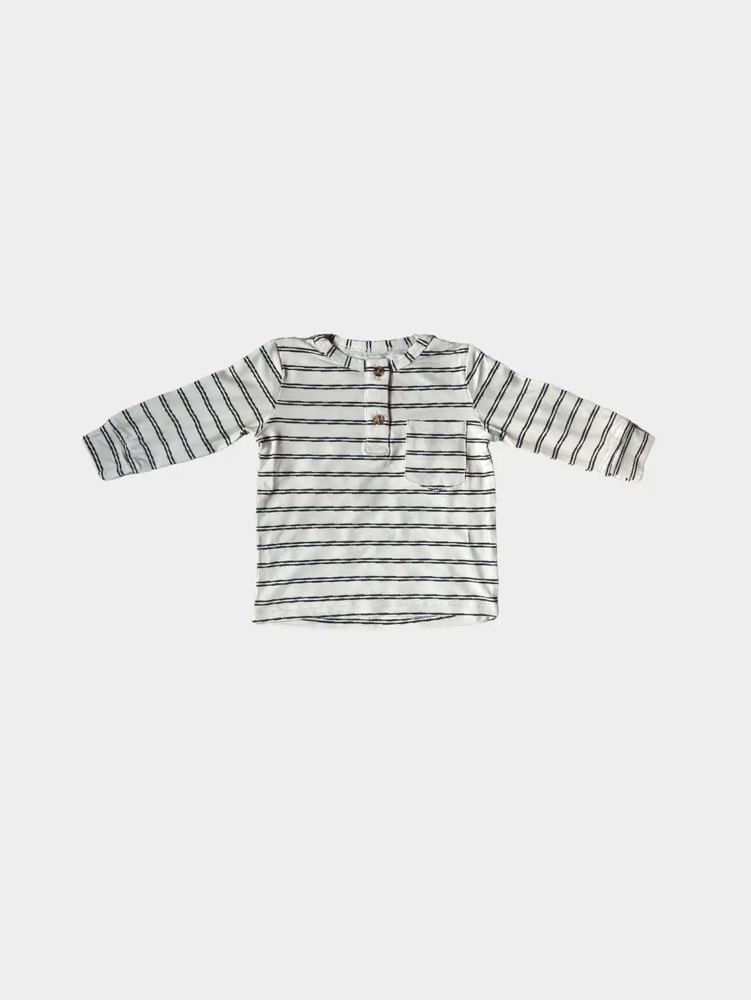 Boy's Black Stripe Henley