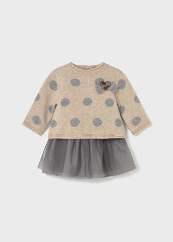 Grey Tulle Dress Sweater Set