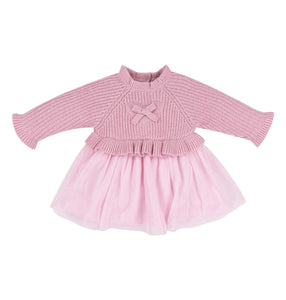 Pink Knit Tulle Dress
