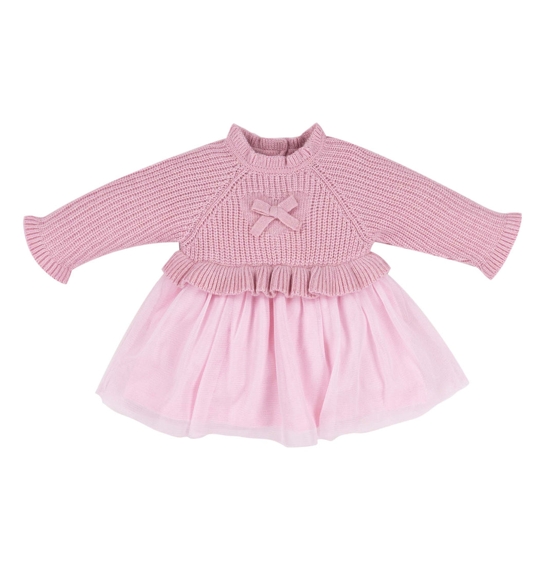 Pink Knit Tulle Dress