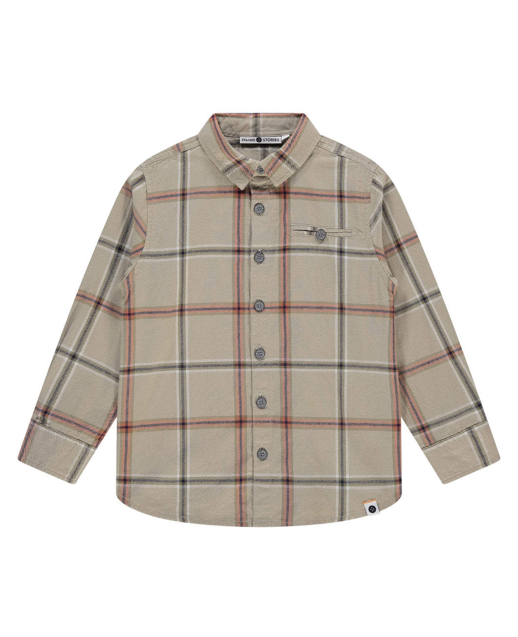 Beige Check Button Up