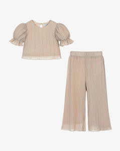 Gold Pleated Pant Set