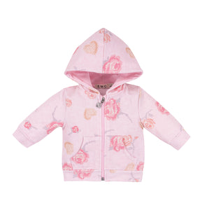 Heart Floral Fleece Zip-Up
