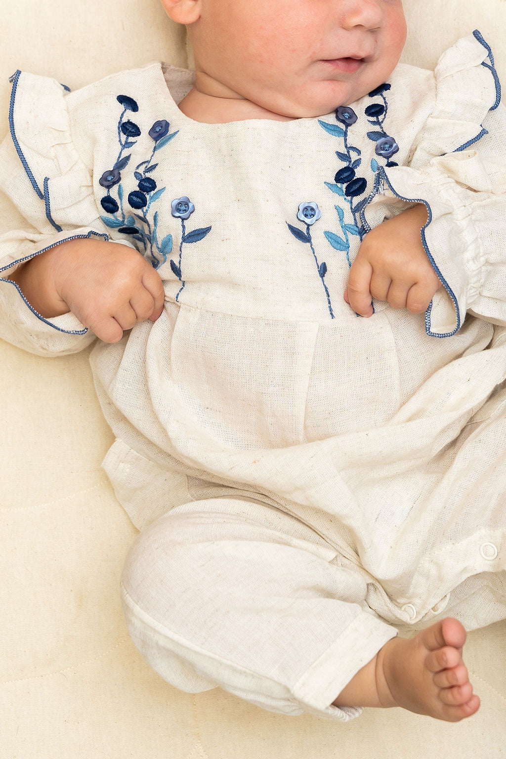 Embroidered Flowers Romper w/ Headband