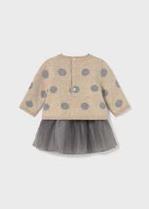 Grey Tulle Dress Sweater Set