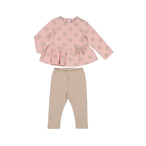 Pink Polka Dot Top & Legging Set