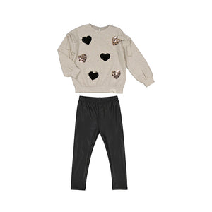 Sequin Heart Sweater & Legging Set