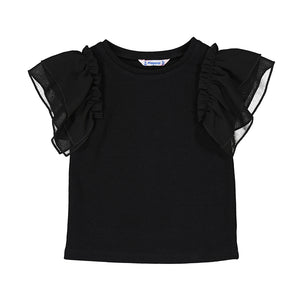 Black Ruffle Sleeve Shirt