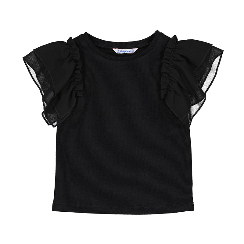 Black Ruffle Sleeve Shirt