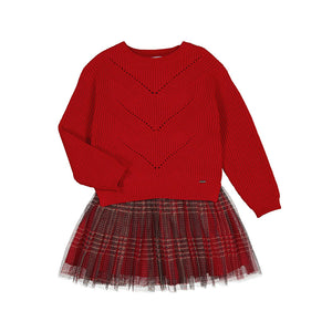 Holiday Dress with Knit Sweater