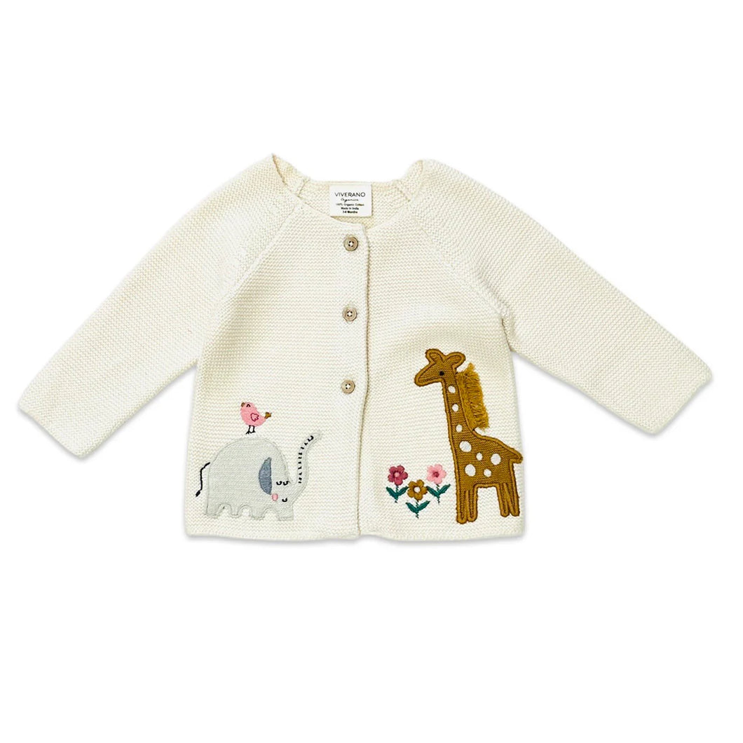 Eden Safari Embroidered Baby Girl Cardigan
