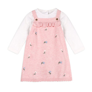 Floral Embroidered Knit Dress Set