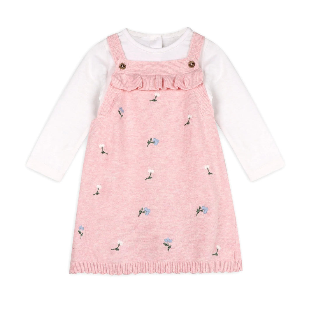 Floral Embroidered Knit Dress Set