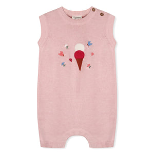 Ice Cream Embroidered Knit Romper