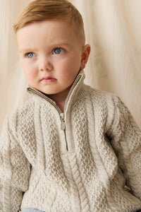 Clyde Half Zip Jumper - Light Grey Marle