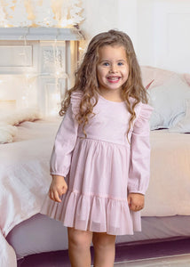 Phoebe Long Sleeve Soft Tulle & Sparkling Knit Dress