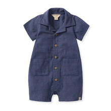 Load image into Gallery viewer, Boys Navy Gauze Romper
