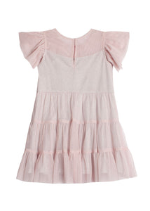Phoebe Short Sleeve Soft Tulle & Sparkling Knit Dress
